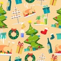 Seamless textile pattern for a Christmas theme Royalty Free Stock Photo