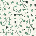 Seamless textile pattern with green flowers. Vector texture, print for fabric, home textiles, bedding