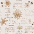 seamless textural background in the style of notes from the diary of a botanist