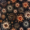 Seamless texture and background of microscopic view of coronaviruses.