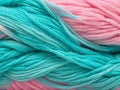 Seamless texture background of turquoise pink woolen threads Royalty Free Stock Photo
