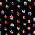 Images of national flags on balloons. Seamless pattern