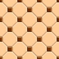 Seamless texture of beige rhombus floor tiles with brown square dots . 3D repeating pattern of ceramic pavement Royalty Free Stock Photo