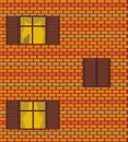 Seamless texture with brickwall and windows