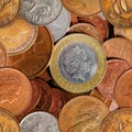 Seamless texture of british coins pile pattern Royalty Free Stock Photo