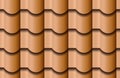 Seamless texture of ceramic waves rooftop background. Repeating pattern of traditional beige clay roof tiles