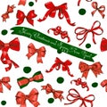 Seamless texture with Chrestmas red bows Royalty Free Stock Photo