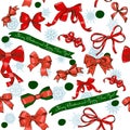 Seamless texture with Chrestmas red bows Royalty Free Stock Photo