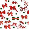 Seamless texture with Chrestmas red bows Royalty Free Stock Photo