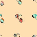 Seamless texture with color scooters