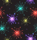 Seamless texture with colorful fireworks