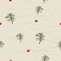 Seamless texture with cranberry and moss vintage style from autumn collection.