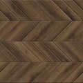 Seamless texture of dark wooden parquet. High resolution pattern of chevron wood Royalty Free Stock Photo