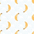 Seamless texture. Decorative background design with summer banana fruits. Colorful vector pattern for textile, stationery,