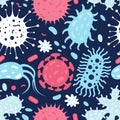 Seamless texture of doodle microbes Royalty Free Stock Photo