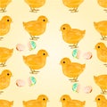 Seamless texture Easter chicks and Easter eggs vector
