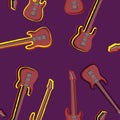 Seamless texture electric guitar musical instrument, vector image Royalty Free Stock Photo