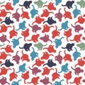 Seamless texture or endless pattern - colored cats. Wallpaper, background for a site or blog, textiles, packaging