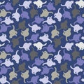 Seamless texture or endless pattern - colored cats. Wallpaper, background for a site or blog, textiles, packaging