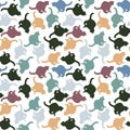 Seamless texture or endless pattern - colored cats. Wallpaper, background for a site or blog, textiles, packaging.