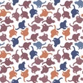 Seamless texture or endless pattern - colored cats. Wallpaper, background for a site or blog, textiles, packaging