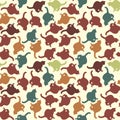 Seamless texture or endless pattern - colored cats. Wallpaper, background for a site or blog, textiles, packaging.