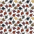 Seamless texture or endless pattern - colored cats. Wallpaper, background for a site or blog, textiles, packaging.