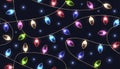 Seamless texture with festive colored lights garlands.