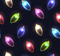 Seamless texture with festive colored lights garlands