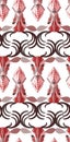 Seamless texture with a flat vector deer with tribal patterns