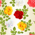 Seamless texture flower Various  red pink white yellow  rose and leaves natural watercolor vintage on a white background  vector Royalty Free Stock Photo