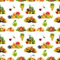 Seamless texture fresh fruits isolated on white background