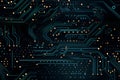 seamless texture and full-frame background of circuit board topology, neural network generated image. Royalty Free Stock Photo