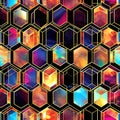 seamless texture and full-frame background of colorful glass mosaic honeycomb hexagonal tiles Royalty Free Stock Photo