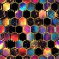 seamless texture and full-frame background of colorful glass mosaic honeycomb hexagonal tiles Royalty Free Stock Photo