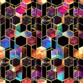 seamless texture and full-frame background of colorful glass mosaic honeycomb hexagonal tiles Royalty Free Stock Photo