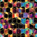 seamless texture and full-frame background of colorful glass mosaic honeycomb hexagonal tiles Royalty Free Stock Photo