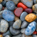 seamless texture and full-frame background of colorful round beach pebbles with high angle view Royalty Free Stock Photo