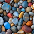 seamless texture and full-frame background of colorful round beach pebbles with high angle view Royalty Free Stock Photo