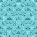 Seamless texture with hangers. Isolated linear simple flat shapes.