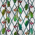 Seamless texture with holly pattern, stained glass effect, 3d illustration