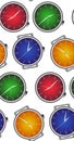 Seamless texture with multicolored realistic clock Royalty Free Stock Photo
