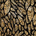 Seamless texture pattern of golden feathers