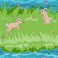 Seamless texture with rabbits