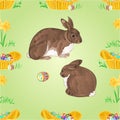 Seamless texture rabbits and easter eggs vector Royalty Free Stock Photo