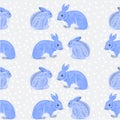 Seamless texture rabbits and snow vector