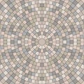 Seamless texture of round pavement. Repeating circle pattern of radial cobble stone background