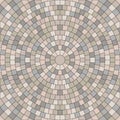 Seamless texture of round pavement. Repeating circle pattern of radial cobble stone background