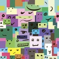 Seamless texture with the smiling squares