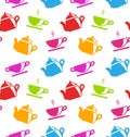 Seamless Texture with Teapots and Teacups